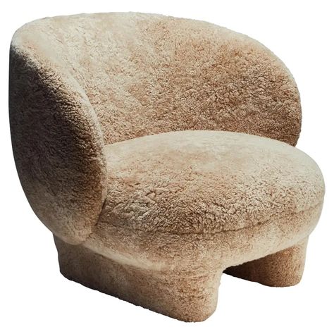 La Manufacture-Paris Moro Sheepskin Armchair Designed by Sebastian Herkner For Sale at 1stDibs Sheepskin Armchair, Lush Interior, Teddy Chair, Mountain Furniture, Italian Palazzo, Chair Design Wooden, Sebastian Herkner, Teddy Fabric, Strong Personality