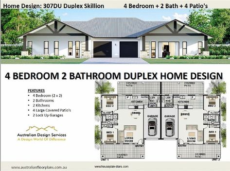 House Plans Australia & Duplex Designs | house floor plans | Modular Home Plans  |  Most Popular House Plans Alfresco Decking, House Plans For Sale, Duplex Floor Plans, Duplex Plans, Duplex Design, Duplex House Plans, Tiny House Kitchen, Construction Plan, Duplex House