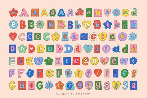 Cute Easy Lettering, 2024 Bubble Letters, Creative Alphabet Letters, Creative Lettering Art, Cute Lettering Fonts, Scrapbook Numbers, Letters Alphabet Fonts, Scrapbook Lettering, Scrapbook Doodles