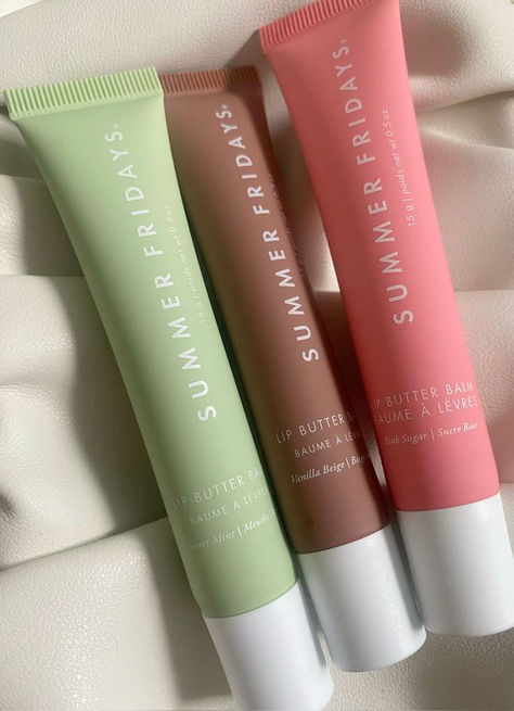 Summer Fridays Pink Sugar, Summer Fridays Lip Butter Balm, Summer Fridays Lip, Evening Eye Makeup, Summer Friday, Lip Butter Balm, Lip Collection, Facial Makeup, Sweet Mint