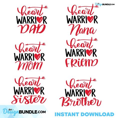 Heart Warrior Family SVG Bundle, Heart Warrior Mom svg, CHD svg Check more at https://bestdesignbundle.com/product/heart-warrior-family-svg-bundle/ Heart Warrior Mom, Heart Warrior, Svg Heart, Family Svg, Mom Svg, Digital Illustrations, Dxf Files, Cricut Ideas, Graphic Designers