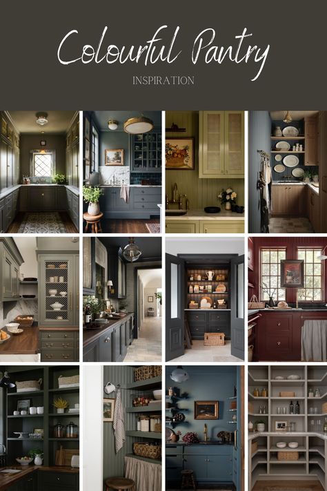 Instagram Saves: Colourful Pantry Inspiration - Making it in the Mountains Pantry Colour Schemes, Green Pantry, Cottage Tudor, Shiplap Farmhouse, Pantry Inspiration, Tudor Cottage, Farmhouse Sinks, Stunning Interior Design, Cottage Inspiration