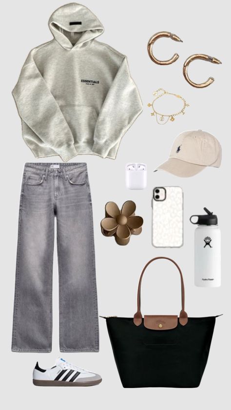 #outfit #zara #essentials #hoodie #sweater #ootd #outfitinso #outfitinspiration #grey #white #beige #cap #baseballcap Beige Comfy Outfit, Cream Crewneck Outfit, Beige Converse Outfit, Cream Hoodie Outfit, Beige Hoodie Outfit, Essential Hoodie Outfit, Oatmeal Outfit, Zara Essentials, White Hoodie Outfit