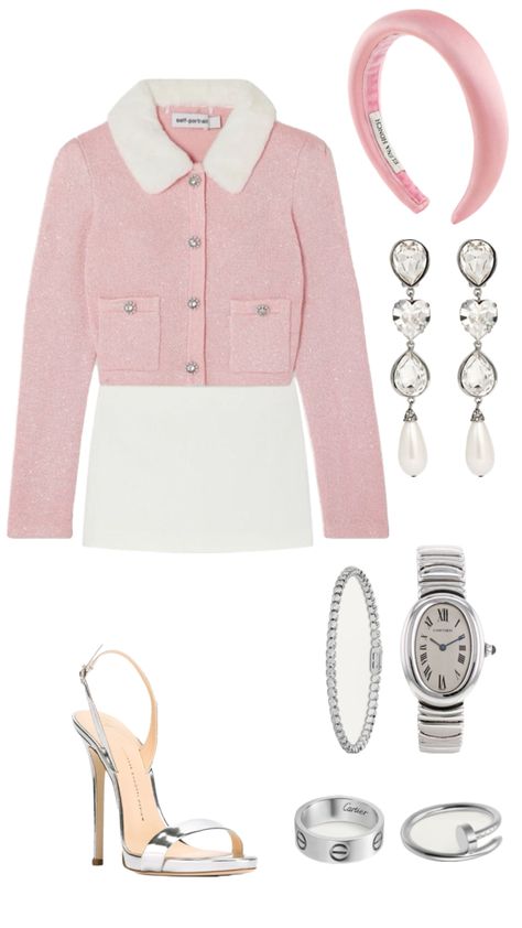 #outfitinspo #outfitideas #outfit #cartier #pink #silver #oldmoney #elegant Best Winter Outfits, Midi Skirts, Pink Outfit, Cartier, Winter Outfits, Winter Fashion, Midi Skirt, Tights, Silver