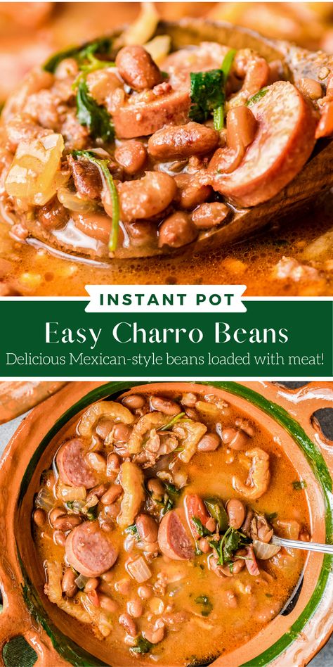 Instant Pot Charro Beans, Chile Relleno Casserole, Charro Beans, Beans And Sausage, Cowboy Beans, Mexican Side Dishes, Dry Beans, Best Bread Recipe, Beans Recipe