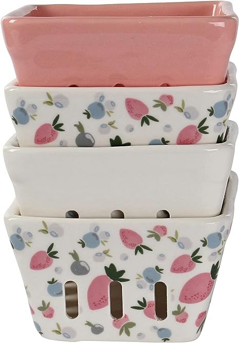 https://amzn.to/44bwSKt 7Penn Ceramic Berry Basket Colander Fruit Bowl, Set of 4 - Decorative Ceramic Fruit Carton for Produce Storage Tomato Storage, Ceramic Berry Basket, Ceramic Berry Bowl, Berry Colander, Produce Storage, Ceramic Cafe, Berry Basket, Diy Bowl, Ceramic Fruit