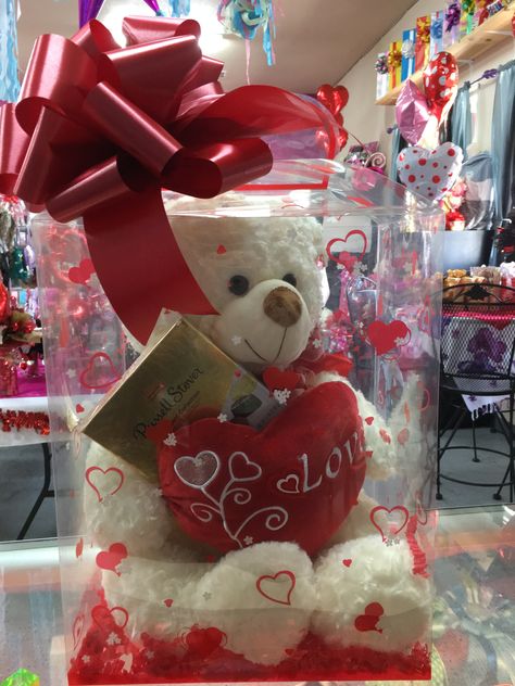 Bear in a box Teddy Bear Gift Girlfriend, Flowers And Bear Gift, Teddy Bear And Flowers Gift, Rose Bear Gift, Valentine Gifts Teddy Bear, Teddy Bear Birthday, Teddy Bear Gifts, Bear Birthday, Chocolate Gifts