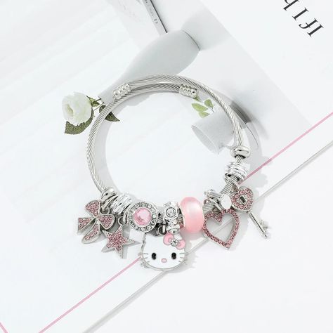 Sanrio Hello Kitty Charm Bracelet (Hello Kitty Adjustable Charm Dangles) https://kyoota.com/products/sanrio-hello-kitty-charm-bracelet-hello-kitty-charm-dangles Kyoota #Hot Barbie Bracelet, Girlfriend Bracelet, Hello Kitty Bracelet, Couple Birthday, Hello Kitty Charm, Bracelet With Charms, Girl Y2k, Kawaii Sanrio, Christmas Party Gift