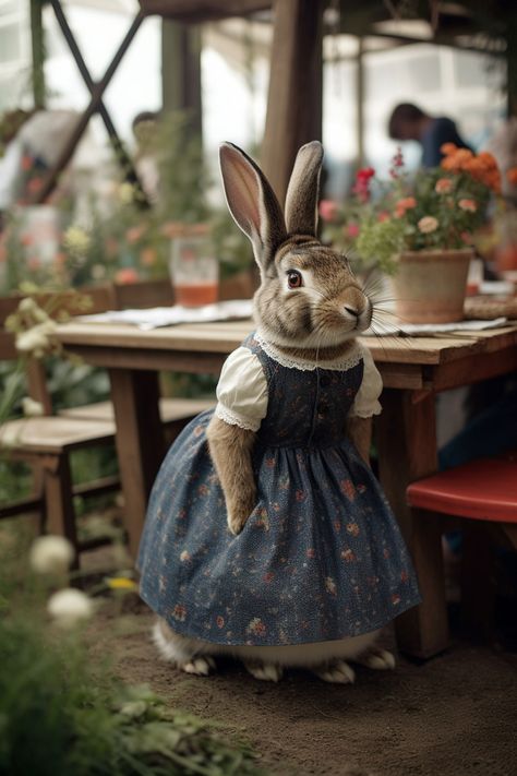 MP: anthropomorphic beautiful female rabbit, wearing pinafore women’s dress fashion at a garden party, photography by Julia Hetta::5, multiple images, writing, words, text::-2, --v 5 --q 2 --ar 2:3 --s 750 Humanoid Rabbit, Julia Hetta, Female Rabbit, Multiple Images, Party Photography, Ceramic Ideas, Writing Words, Easter Ideas, Dress Fashion