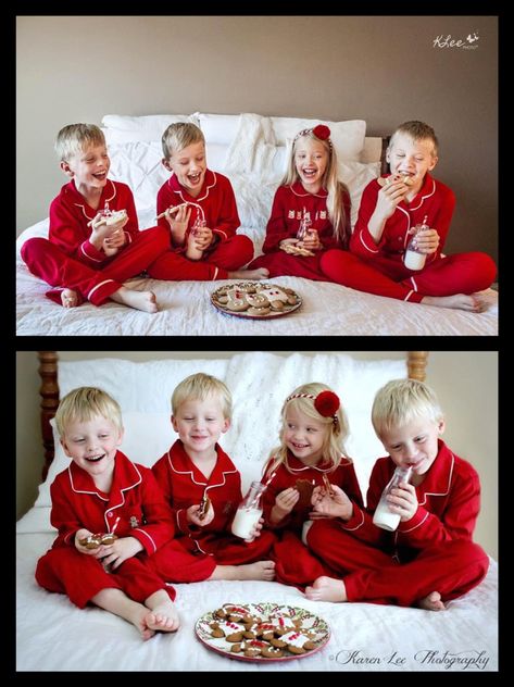 Diy Christmas Pictures Kids, Christmas Photoshoot Kids, Diy Christmas Photoshoot, Diy Christmas Pictures, Christmas Pictures Kids, Diy Christmas Photo, Cousin Photo, Christmas Poses, Cookies And Milk