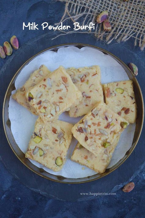 Indian Milk, Diwali Recipes, Burfi Recipe, Diwali Food, Indian Sweet, Cardamom Powder, Indian Curry, Indian Desserts, Milk Powder