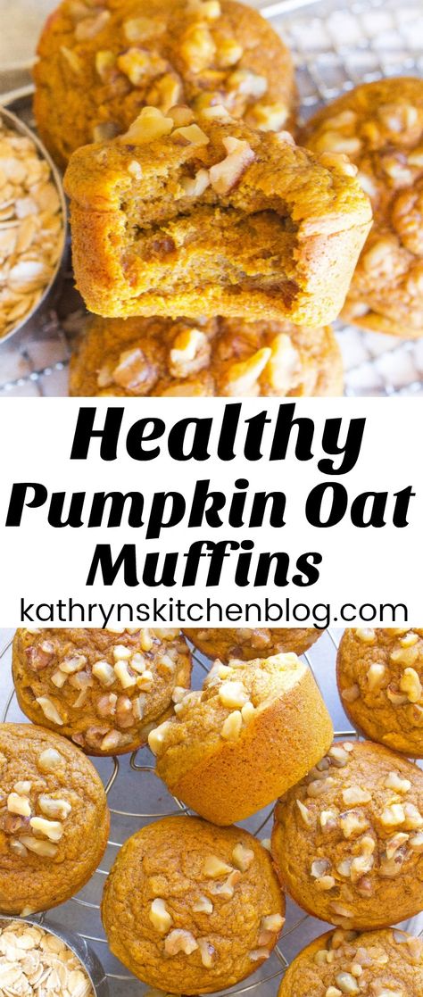 Pumpkin Puree Recipes Healthy, Pumpkin Oat Muffins, Oats Recipes Breakfast, Pumpkin Puree Recipes, Pumpkin Oats, Pumpkin Recipes Healthy, Oat Muffins, Pumpkin Recipes Dessert, Oatmeal Muffins