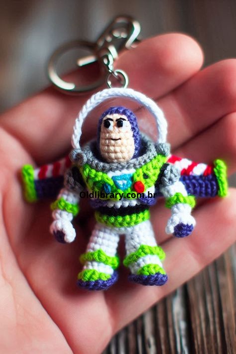 Crochet a miniature Buzz Lightyear amigurumi keychain! Perfect for "Toy Story" fans, with detailed steps to create this space ranger hero Crochet Buzz Lightyear, Crochet Movie, Crochet Toy Story, Amigurumi Keychain, Space Ranger, Keychain Crochet, Toy Story Buzz, Crochet Keychain, Buzz Lightyear