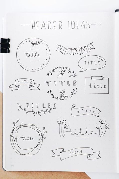 The ultimate collection of bullet journal header and title ideas for inspiration! #bulletjournal #bujoheader #bujoideas Journal Ideas Heading, Header For Projects, Header Ideas For Notes Easy, Writing Titles Fonts, Easy Headers For Notes, Aesthetic Bulletin Journal Ideas, Hand Lettering Headers, Title For Project Ideas, Planner Title Ideas