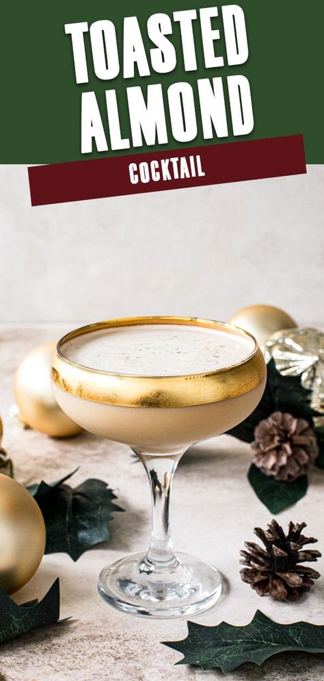 Sweet soft notes of amaretto swirl this cream-based cocktail with hints of coffee liqueur. The Toasted Almond Drink is the perfect way to say cheers this holiday season or sip as you sit fireside. #ToastedAlmondCocktail #ToastedAlmondDrink #WinterCocktailRecipes #AmarettoRecipes Almond Drink Recipe, Toasted Almond Drink, Winter Cocktail Drinks, Almond Cocktails, Almond Drink, Almond Crunch, Thanksgiving Drinks, Coffee Liqueur, Night Food