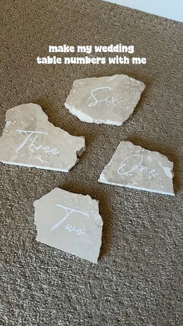 Kristi Tu on Instagram: "I love the look of Travertine table numbers so I thought I would DIY them myself. How did they turnout?  These travertine pieces can also be used for wedding signage. You can make your bar sign, card book sign, guest book. Anything you can imagine.  Follow for more wedding content!   Raise your hand if you’re a DIY bride 🙋‍♀️  #diybride #weddingdecor #tablenumbers #tablenumber #weddingdiy #weddingproject #weddingcontentcreator #2024bride #2024brides #bridetobe #asmrsounds #asmrvideo #diybrides #weddinginspiration #weddinginspo #travertinetable #travertine #sandiegowedding #socalwedding #sandiegolife #sandiegoliving #bridestyle #brideinspiration #brideinspo #receptiontable #satisfyingasmr #elegantwedding" Tablenumber Wedding Diy, Diy Stone Table Numbers, Travertine Table Numbers, Diy Marble Table, Travertine Table, Table Numbers Wedding Diy, Wedding Diys, Wedding Content, Diy Marble