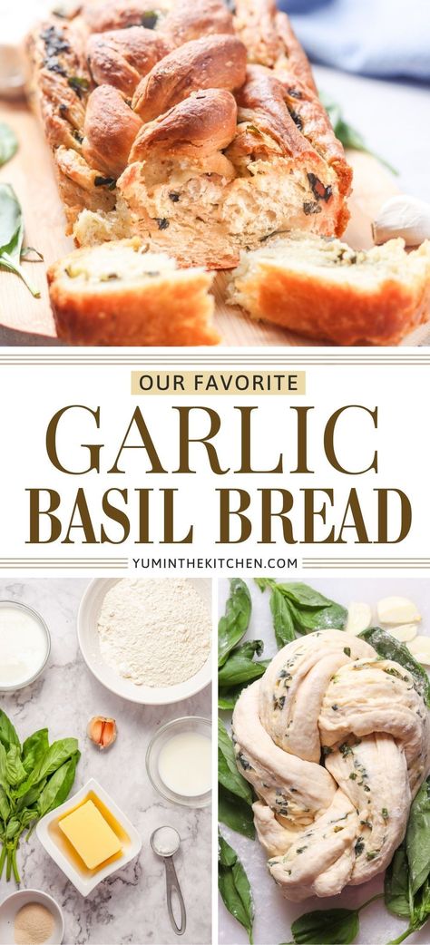 Our new favorite recipe for Homemade Basil-Garlic Bread – the perfect blend of simplicity, health, and speed. This recipe takes you through a hassle-free process of creating bread that’s not just easy to make but also packed with the nutritious goodness of basil and garlic. Ideal for those on-the-go, this bread promises a homemade taste that’s both quick to prepare and beneficial for your well-being. Embrace the aroma of freshly baked bread in your home with this foolproof, delightful recipe. Basil Bread Recipe, Braided Garlic, Braided Bread Recipe, Garlic Herb Bread, Homemade Bread Recipe, Basil Bread, Herb Bread, Garlic Bread Recipe, Braided Bread