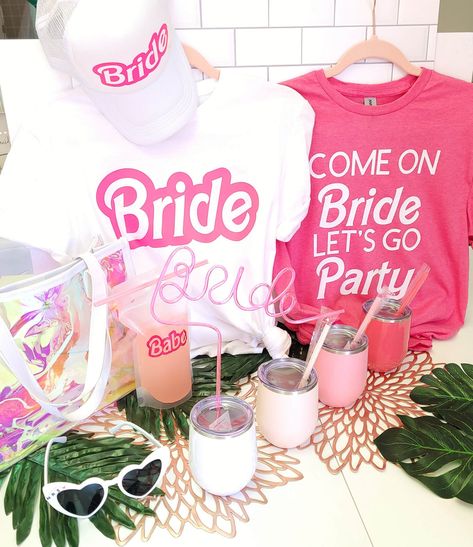 TOP favs!! – Crafty Lady Boutique Bachelorette Party Flowers, Pink Tees, Barbie Font, Barbie Bachelorette, Bachelorette Party Tees, Pink Bachelorette Party, Pink Bachelorette, Barbie Bridal, Bachelorette Party Shirt