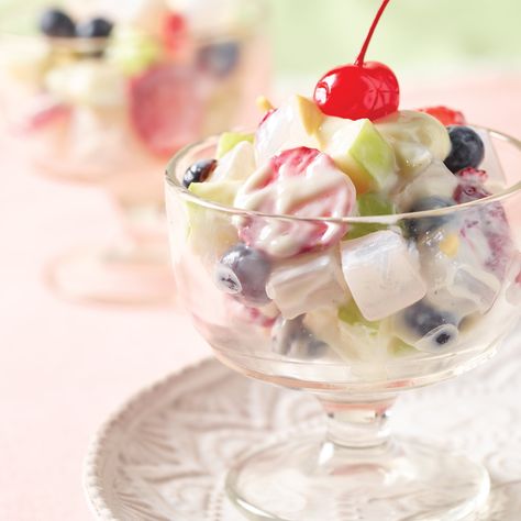 Filipino Style Fresh Fruit Salad Recipe from H-E-B Fresh Fruit Salad Recipe, Filipino Fruit Salad, Fruit Salad Ingredients, Jello Mold Recipes, Fruit Salad Recipe, Gelatin Recipes, Filipino Style, Fresh Fruit Salad, Cherry Desserts