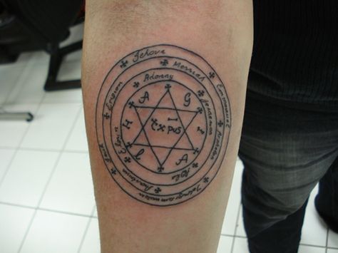 Pentacle of Solomon Tattoo by JdeeChan.deviantart.com on @DeviantArt Solomon Tattoo, Pentacle Tattoo, Tattoo Rug, Old Language, Seal Tattoo, Avatar Tattoo, Swamp Witch, Sun Tattoo Designs, Good Tattoo Quotes