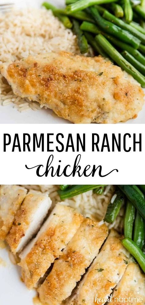 Easy Parmesan Crusted Chicken, Parmesan Ranch, Parmesan Crusted Chicken Recipe, Chicken Thights Recipes, Crusted Chicken Recipes, Zucchini Lasagna, Parmesan Crusted Chicken, Dinner Side Dishes, Parmesan Crusted