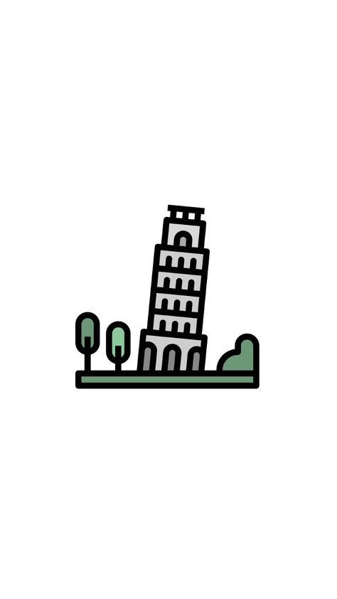 Italy Drawing Easy, Landmark Drawing, Italy Pisa, City Guide Design, Landmarks Art, Preppy Stickers, Illustrator Design Tutorial, Procreate Ipad Art, Instagram Story Highlight