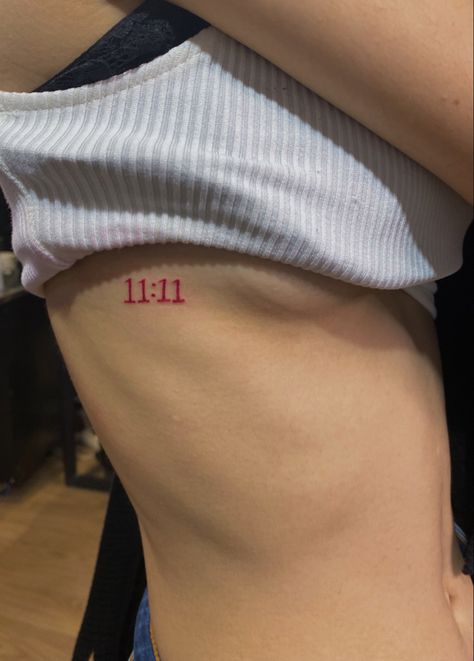 1111 Tatoos, 1111 Tattoo Placement, Side Ribcage Tattoo Women, 11:11 Tattoo Red Ink, 11 11 Chest Tattoo, Angel Number Tattoo Ribs, 11:11 Red Tattoo, 777 Rib Tattoo, Est 2006 Tattoo