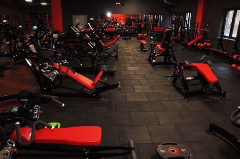 Black & Red Home gym Fitness Design Gym, Fitness Center Design, Red Hotel, Dream Gym, Gym Design Interior, Gym Setup, Hotel Gym, Gym Wall, Gym Interior