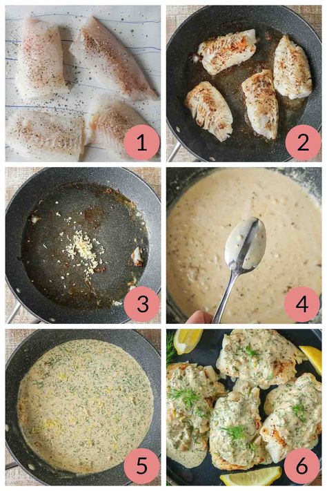 Looking for an easy seafood dinner? Try this pan fried cod with creamy dill sauce! This cod recipe is such a delicious seafood main that comes together quickly. Serve this fish with cream sauce alongside your favourite side for one satisfying dinner. It's perfect for any day of the week and special enough for entertaining. #fishwithcreamsauce #codwithcreamsauce #fishwithcreamydillsauce #creamysauceforfish #creamydillsauce #codrecipe #panfriedcod Cream Sauce For Fish, Fish With Cream Sauce, Creamy Sauce For Fish, Cream Dory, Pan Fried Cod, Easy Seafood Dinner, Dill Cream Sauce, Fish Fillet Recipe, Cod Fillets