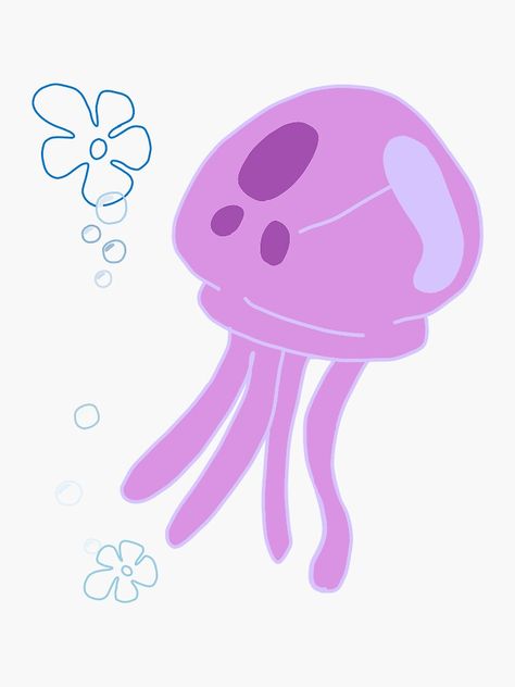 Jellyfish Pixel Art, Painting Spongebob, Jellyfish Images, Spongebob Jellyfish, Jellyfish Sticker, Hands Painting, Pixel Art Maker, Spongebob Coloring, Fish Background