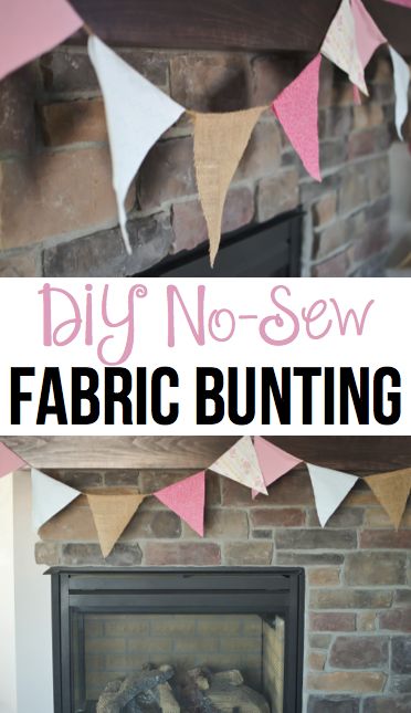 Make a quick and easy DIY No-Sew fabric Banner.  This bunting is perfect for a wedding, birthday party, or holiday celebration. Fabric Crafts No Sew, Diy Fabric Banner, Fabric Banner Diy, Diy Fabric Bunting, No Sew Bunting, Diy Bunting Banner, Numbers Craft, Fabric Pennant Banner, Pendant Banner