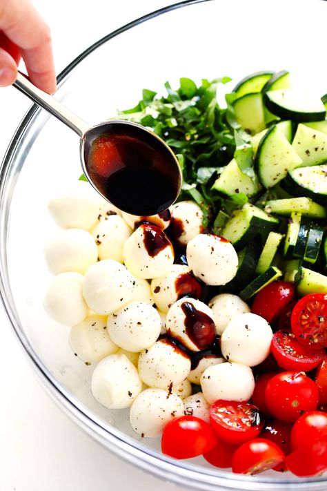 Caprese Salad Lunch, Cucumber Tomato Salad Mozzarella, Cucumber Salad Mozzarella, Caprese Side Dish, Tomato Cucumber Basil Salad, Caprese Salad With Cucumber, Caprese Salad With Balsamic Glaze, Caprese Dishes, Recipes With Balsamic Glaze