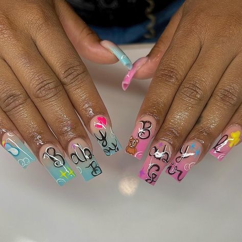 Gender reveal nails 💙💗🧸inspo from tik tok! - - - #genderreveal #genderrevealnails #nailinspo #nailart #nailideas | Instagram Gender Reveal Inspired Nails, Gender Reveal Ideas Nails, Short Gender Reveal Nails, Gender Reveal Nails Short, Nails Baby Shower, Gender Reveal Nails Ideas, Reveal Nails, Shower Nails, Gender Reveal Nails