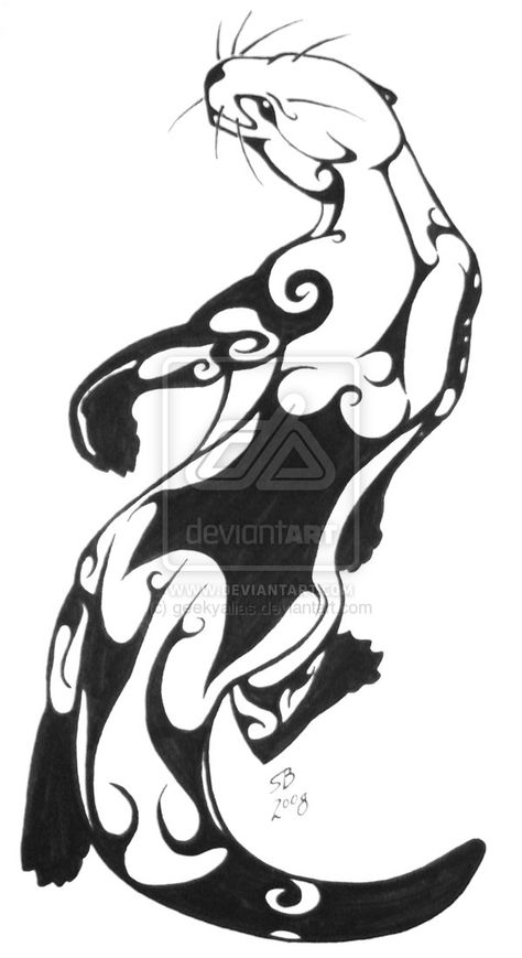 A custom tattoo design of a playful river otter and housecat in a vaguely yin and yang design. Description from deviantart.com. I searched for this on bing.com/images Otter Tattoo, Otter Design, Otter Art, Native American Totem, Fantasy Tattoos, River Otter, Tattoo Meaning, Custom Tattoo Design, Sea Otter