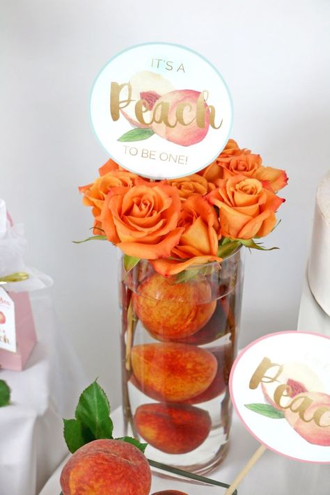 Peach Birthday Decorations, Sweet As A Peach Birthday, Peter Rabbit Theme, Peach Party Decorations, Peach Bridal Showers, Peach Decor, Peach Birthday, Rabbit Theme, Sweet As A Peach