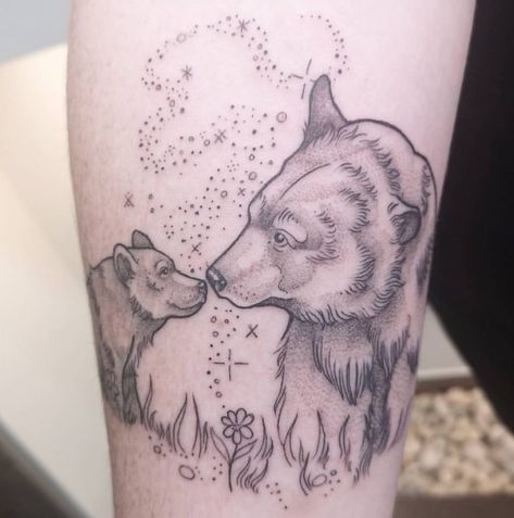 Bear In Flowers Tattoo, Momma Bear And Cubs Tattoo For Women, Mama And Son Tattoo, Mom And Baby Bear Tattoo, Sleeping Bear Tattoo, Mamma Bear Tattoo, Mom Bear Tattoo, Bear And Cub Tattoo, Mama Bear And Cubs Tattoo