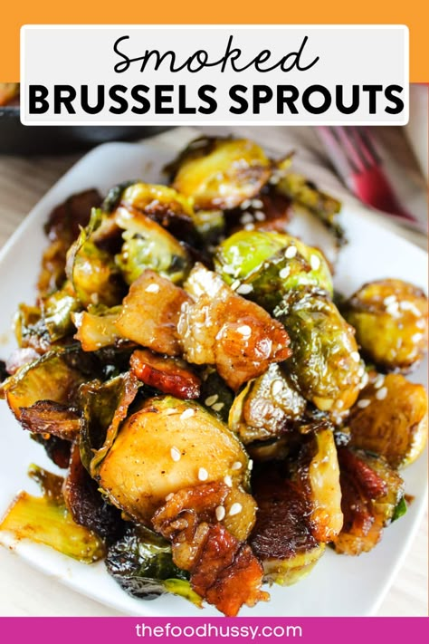 Smoked Brussel Sprouts, Maple Syrup Sauce, Smoked Vegetables, On The Smoker, Traeger Grill Recipes, Smoker Ideas, Smoked Recipes, Keto Thanksgiving, Bacon Brussel Sprouts