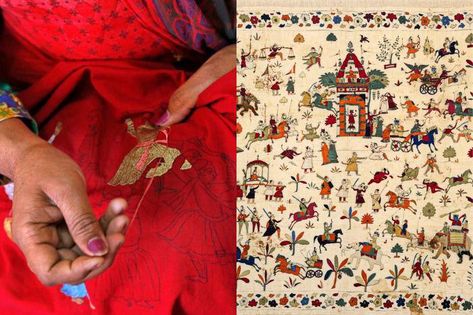 Chamba rumal: Embroidered on a hand-spun cloth, this is a beautiful piece of art inspired by Pahari painting Pahari Painting, Chamba Rumal, The Mahabharata, Irish Women, Art Retreats, Blue Pottery, Local Crafts, Victoria And Albert, Victoria And Albert Museum