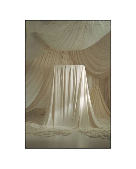 soon Moody Wedding Draping, Draped Backdrop Photoshoot, Fabric Scenography, Draped Fabric Wall, Hanging Fabric Installation, Draped Room, Layered Backdrop, Set Design Ideas, Wall Drapes