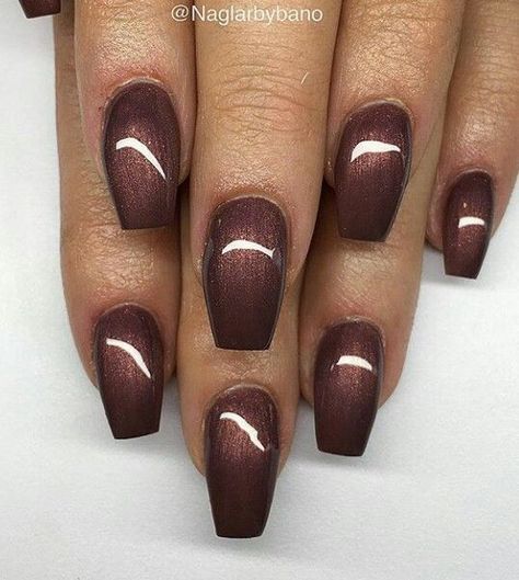 Neutral Nail Colors For Fall, Chrome Nails Designs Brown, Brown New Years Nails, Brown Nails Sns, Fall Nails 2024 November, Brown Bronze Nails, November Nails Chrome, Late September Nails, Bronze Acrylic Nails