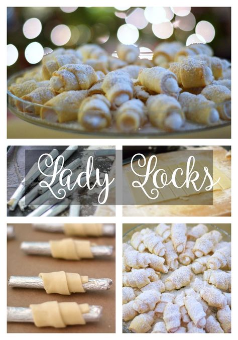 Lady Locks Cookies, Lady Locks With Puff Pastry, Clothes Pin Cookies, Lady Locks Recipe, Clothespin Cookies, Cookie Tables, Xmas Cookies Recipes, Lady Locks, Cream Horns