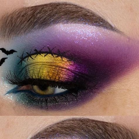 Sally Inspired Eye Makeup, Nightmare Before Christmas Makeup Looks, Halloween Themed Eye Makeup, Sally Eye Makeup, Rainbow Witch Makeup, Nightmare Before Christmas Inspired Makeup, Nightmare Before Christmas Makeup Ideas, Nightmare Before Christmas Eye Makeup, Sally Eyeshadow