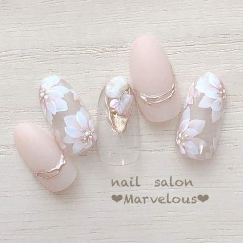 Bridal Nails Designs, Asian Nails, Pretty Nail Art Designs, Japanese Nails, Nail Art Wedding, Pretty Nail Art, Cute Nail Art, Elegant Nails, Bridal Nails