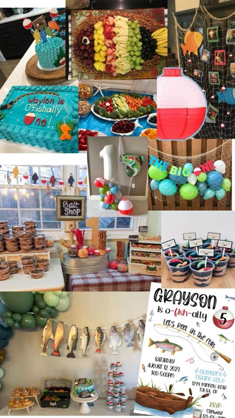 First Bday Fishing Theme, Bass Pro Shop Birthday Party, The Big One Fishing Birthday Food, Oh Fishally One Birthday Decorations Diy, Reeling In The Big One Birthday, Ofishally One Birthday Food, Ofishally One, Oh Fishally One Birthday, Fishing Party Theme