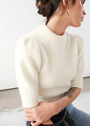 White Alpaca, Puff Sleeve Sweater, Fashion Story, Cool Sweaters, Fall Fashion Outfits, Alpaca Wool, Knitting Inspiration, Knit Jumper, The Chic