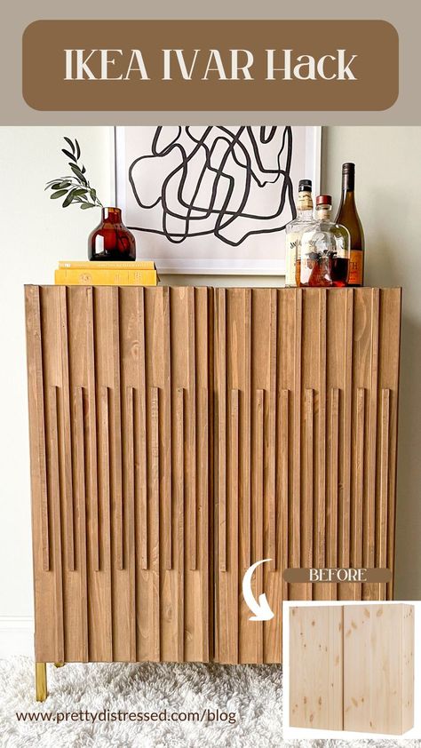 Bar Cabinet Ikea, Ikea Bar Cabinet, Bar Cabinet Ideas, Diy Bar Cabinet, Ikea Ivar Hack, Cabinet Ikea, Modern Bar Cabinet, Ikea Bar, Butcher Box