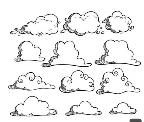 Whimsical Clouds Drawing, Cloud Bujo Theme, Cloud Doodles Simple, Air Doodle, Journal Hand Lettering, Clouds Doodle, Doodle Clouds, Cloud Doodle, Weather Doodles