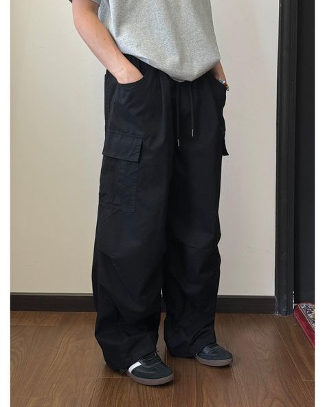 Nine Adjustable Cargo Track Pants • Discover Quality Street Fashion Styles From Asia • Collection: Nine's Closet . . . #koreanfashion #streetwear #streetfashion #outfitidea #styleinspo #mensfashion Cargo Track Pants, Long Denim Shorts, Street Fashion Style, Quality Street, Korean Street, Pleated Trousers, Solid Color Shirt, Korean Street Fashion, Fashion Styles