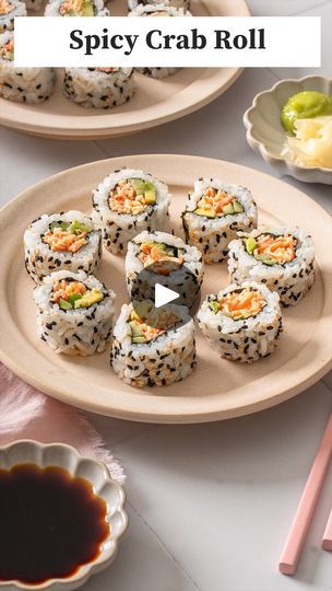 Crab Rolls Recipe, How To Make Sushi Rolls, Easy Sushi Rolls At Home, Spicy Crab Roll Recipe, Dairy Free Vegetable Recipes, California Sushi Rolls, Sushi Rolls Recipe, Sushi Rolls At Home, Easy Sushi Rolls