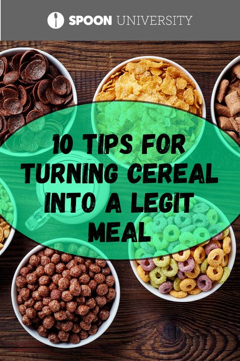 Breakfast Ideas With Cereal, Cereal Add Ins, How To Pack Cereal And Milk For Lunch, Cereal For Dinner, Loaded Cereal Bowl, Cereal Hacks, Cereal Breakfast Ideas, Loaded Cereal, Cereal Toppings